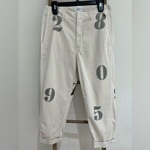 NWT Dondup Italian Designer Cream Chinos Ankle Pants Gray Black Numbers Size 27